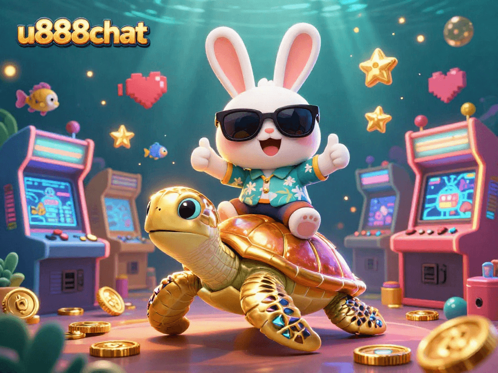 Experience exhilarating fun at u888chat with lucky rabbit and golden turtle in action.
