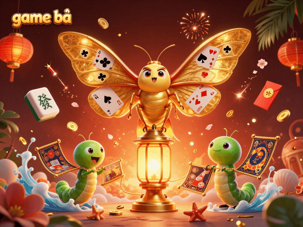 Win at game bài with a vibrant scene showcasing ornate characters and casino-themed elements.