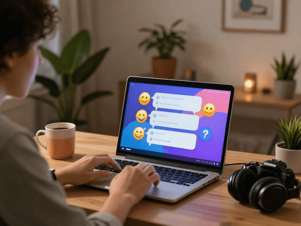 Engaging in ai sex chat in a modern digital workspace, showcasing lively conversations.