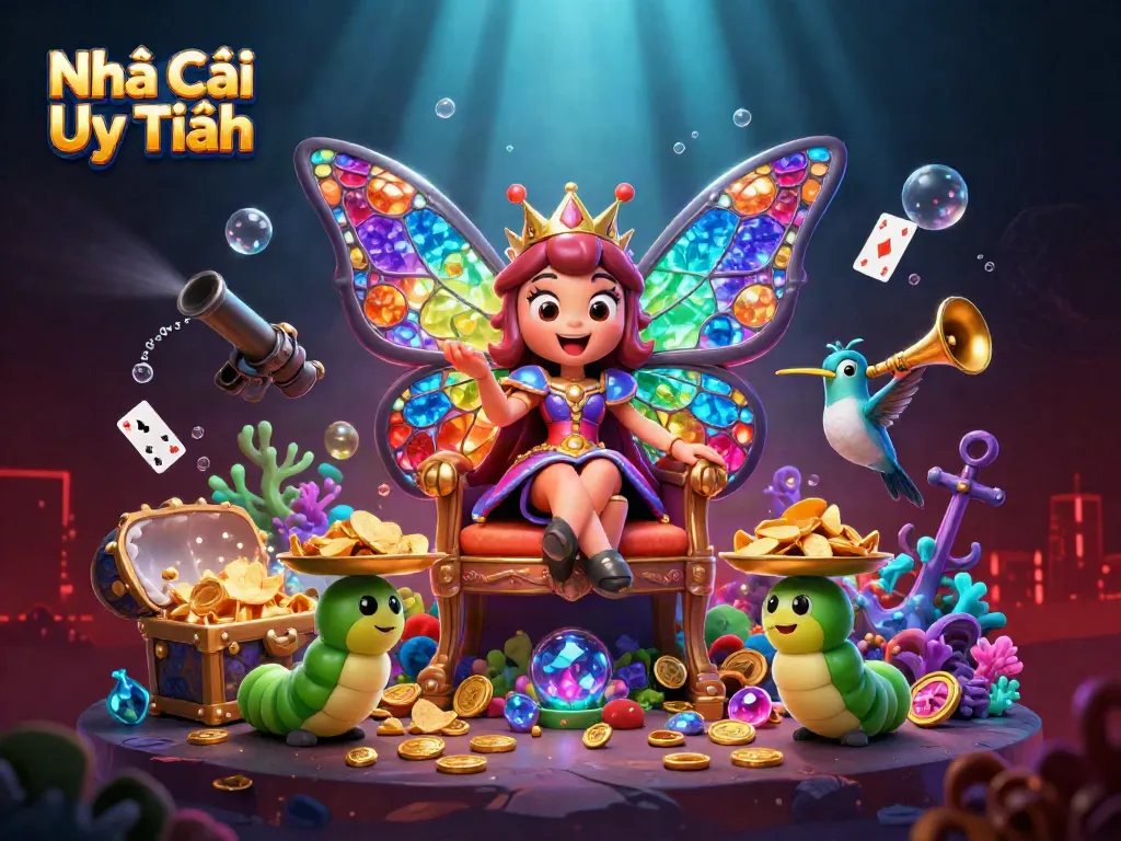 Engage with Nhà Cái Uy Tín through vibrant 3D illustration featuring casino and gambing themes.