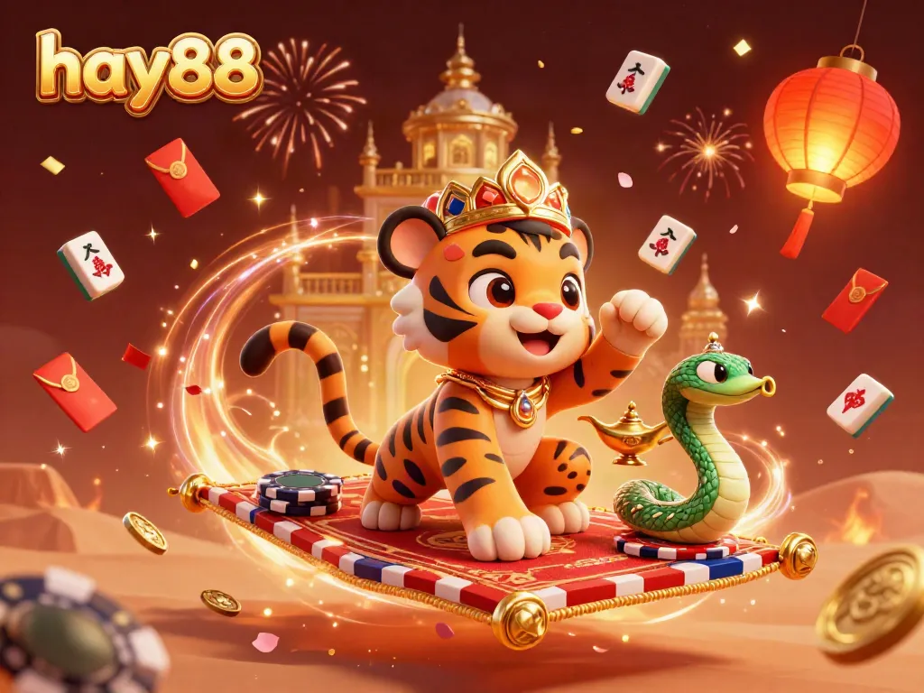 Experience the excitement of hay88 with a vibrant Arabian Nights-themed casino scene.