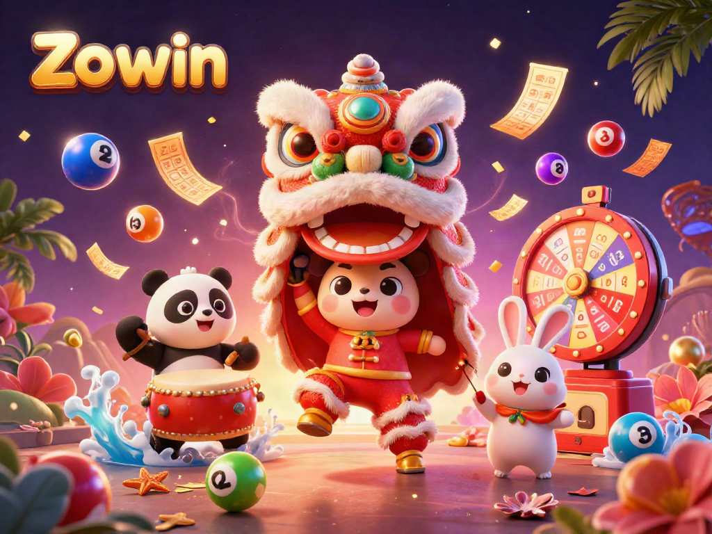 Experience the excitement of Zo win with lively characters and colorful elements in a vibrant digital casino scene.