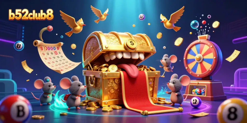 Experience thrilling gaming action with b52club8 in a vibrant, dynamic casino scene filled with excitement.