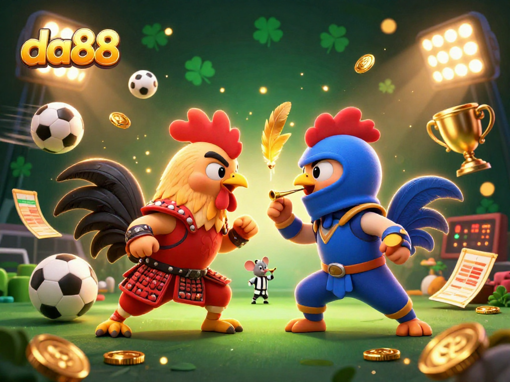 Experience high-stakes action at da88 with fighting roosters and thrilling casino elements.