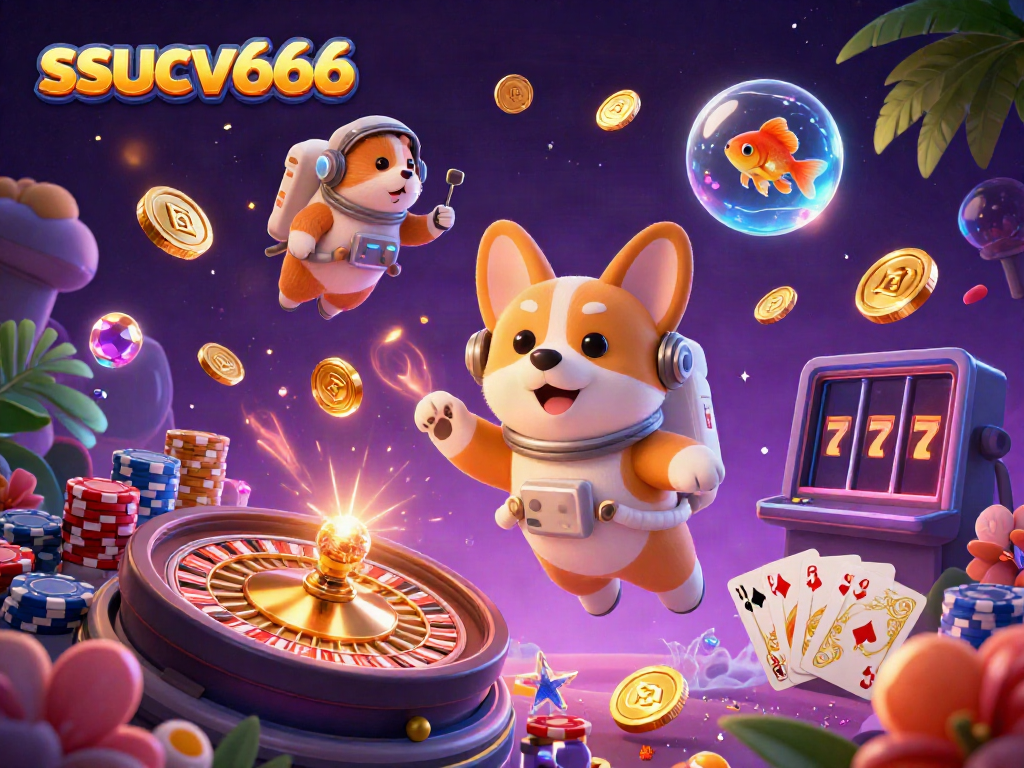 Engage with the vibrant 3D space casino adventure featuring the unique ssucv666 characters amid dazzling game elements.