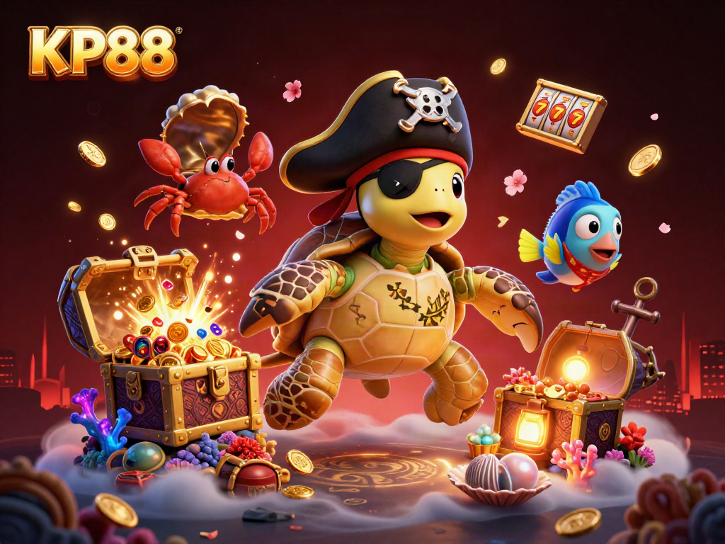 Experience thrilling gaming action with KP88's treasure-filled underwater adventure featuring colorful slot reels.