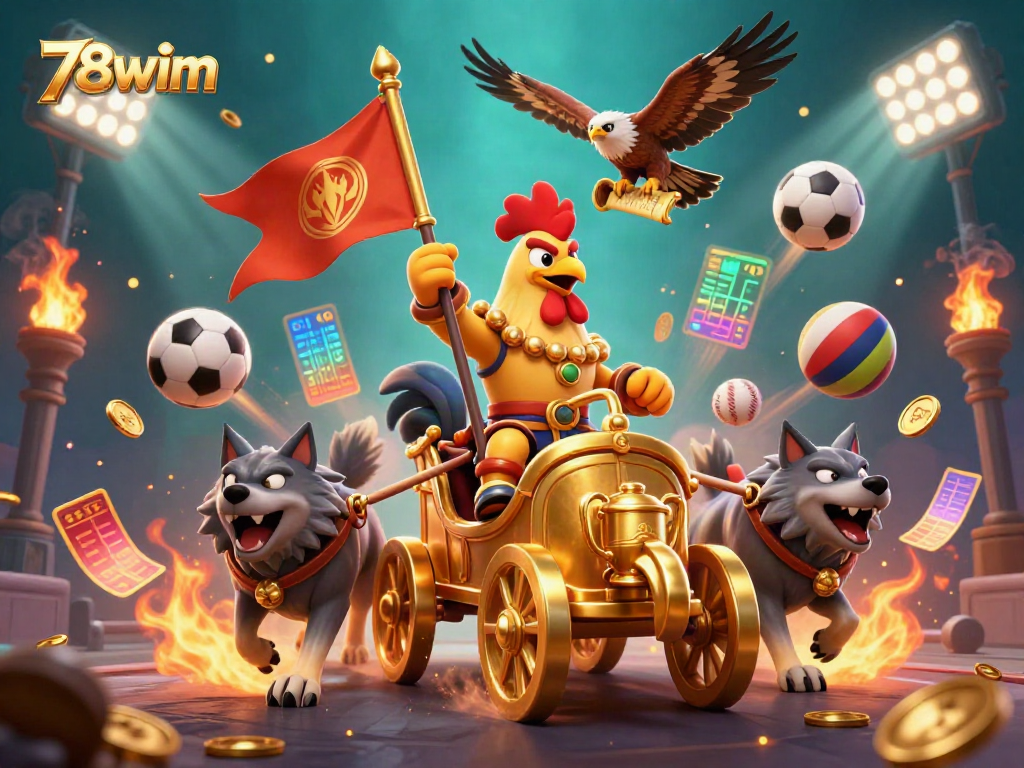 Engage in exciting game strategies and sports bets with the vibrant 78wim casino illustration.