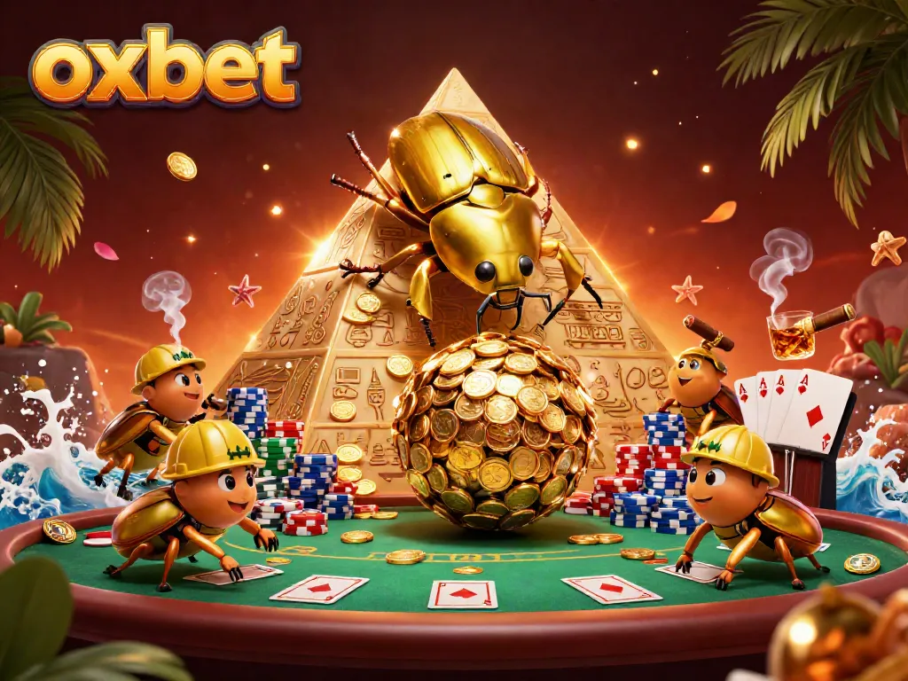 Play with exciting games at Oxbet casino featuring vibrant poker tables and golden treasures.