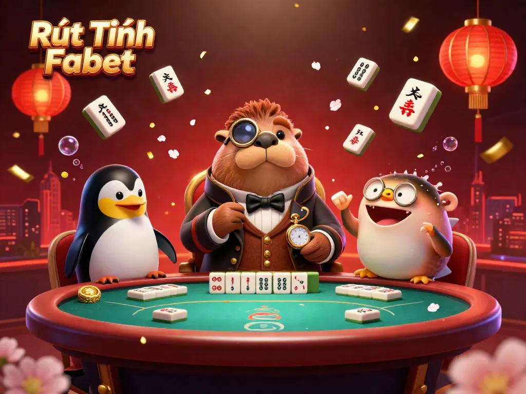 Engage in Rút Tiền Fabet with a vibrant underwater poker game illustration featuring unique casino characters.