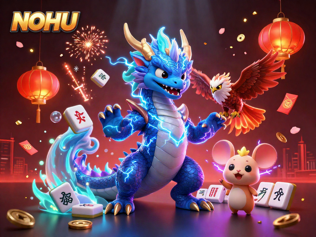 Experience thrilling gameplay with the NOHU online casino featuring vibrant 3D characters and casino elements.