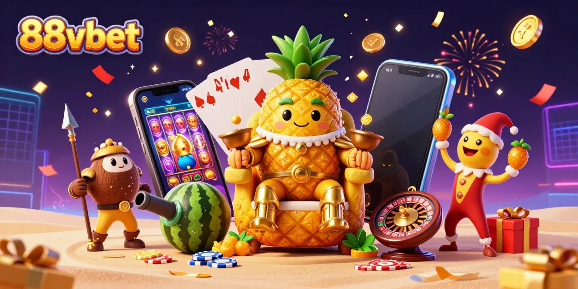 Experience dynamic betting action with 88vbet characters in a vibrant casino scene.