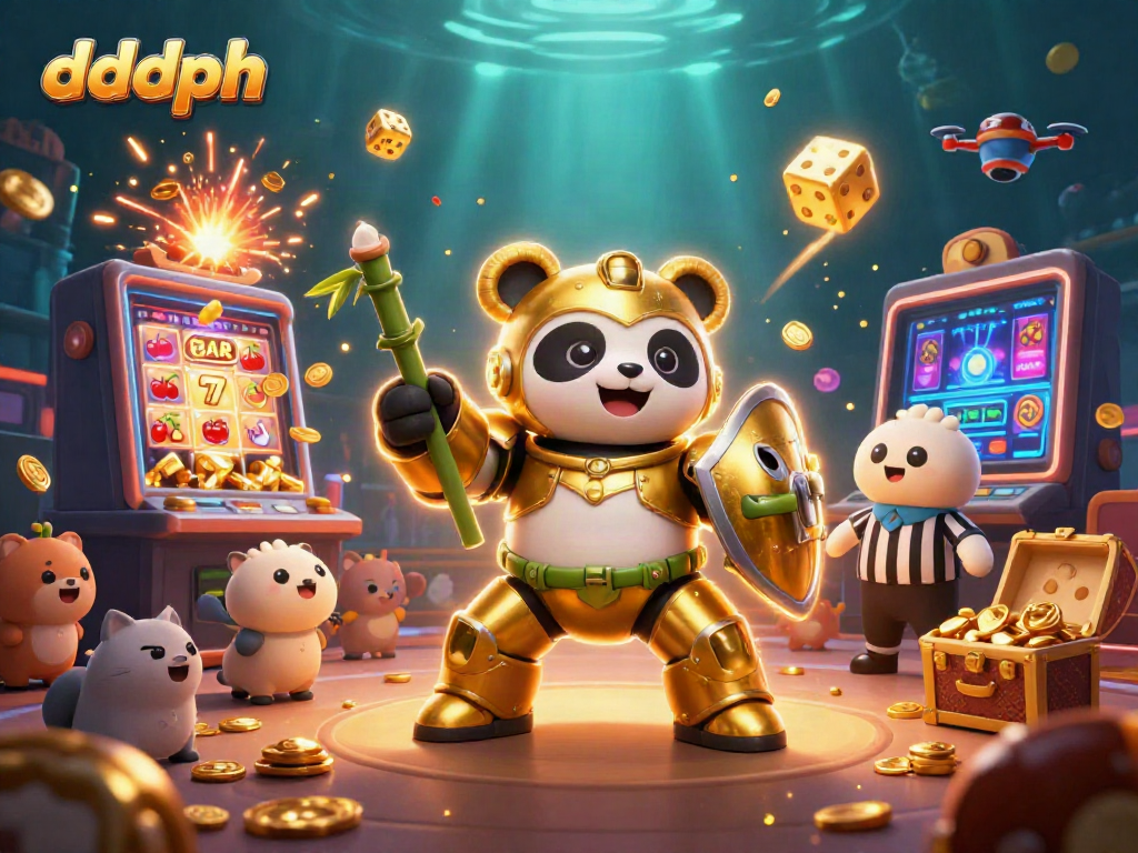 Experience the excitement of dddph with a dynamic casino-themed 3D illustration showcasing vibrant characters and gaming elements.