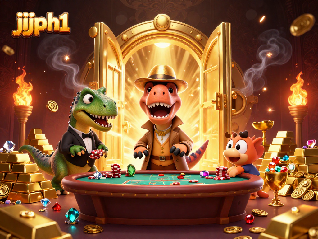 Mag-enjoy ng nakakapanghikbing laro sa jjjph1 kasama ang isang nakaliligaw na velociraptor at isang stegosaurus na pit boss sa blackjack table.
