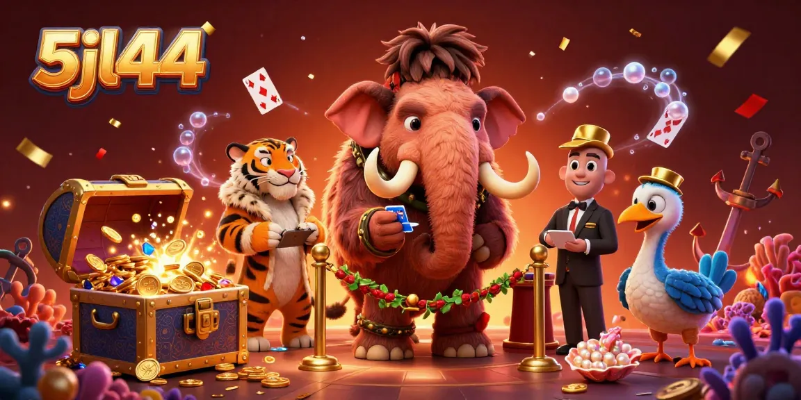 Experience thrilling gaming at 5jl44 with vibrant casino characters and underwater treasure themes.