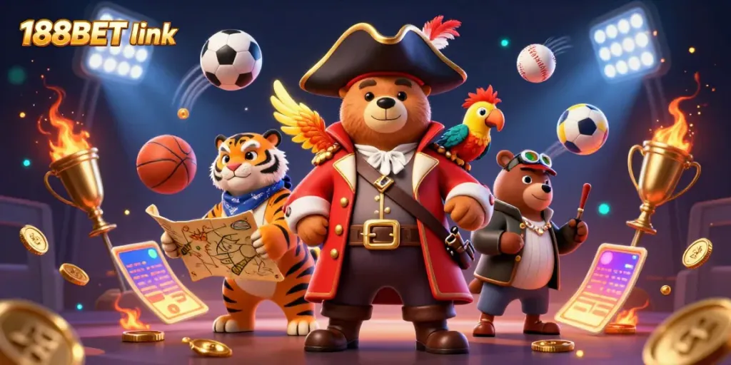 Experience the excitement of betting with 188BET link featuring dynamic sports elements and characters.