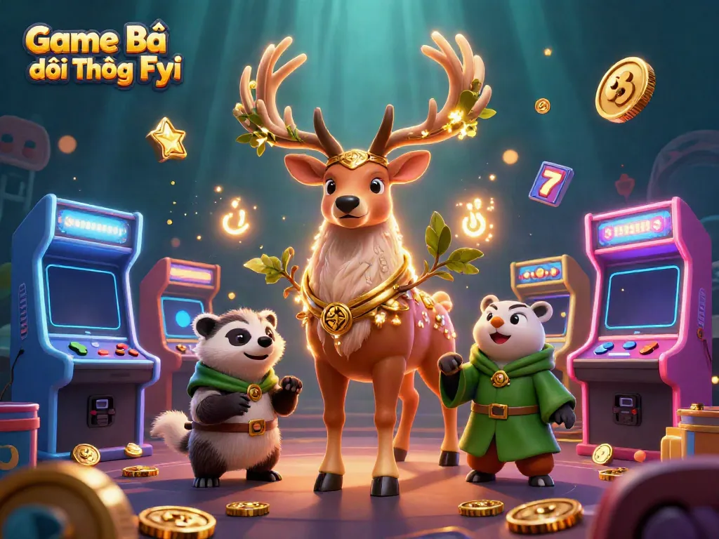 Experience vibrant gaming with Game Bài Đổi Thưởng Fyi, featuring a druid and badger in an enchanting casino scene.