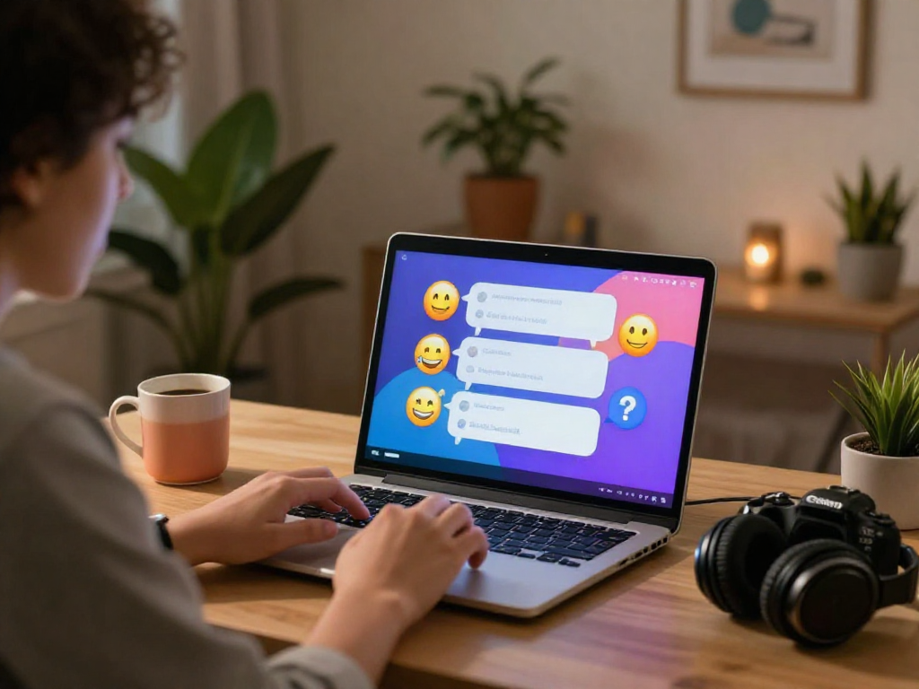 Engaging in ai sex chat in a modern digital workspace, showcasing lively conversations.